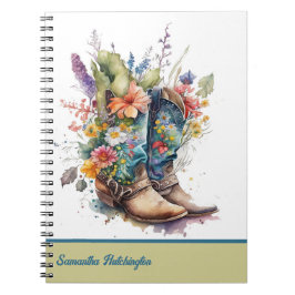 Colorful Cowgirl Boots with Wildflowers Notizblock