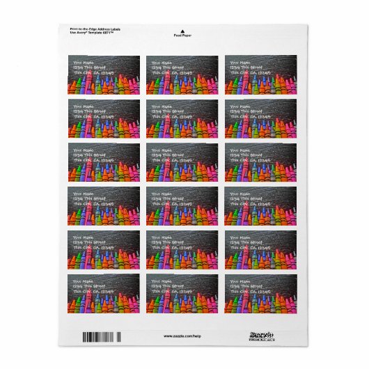 Colorful Crayon Address Labels Adressaufkleber (Vorne)