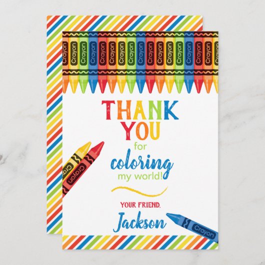 Colorful Crayon Birthday Danke Karte (Vorne/Hinten)
