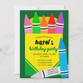 Colorful Crayon Box Kids Birthday Party Invitation Einladung (Vorderseite)