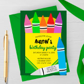 Colorful Crayon Box Kids Birthday Party Invitation Einladung