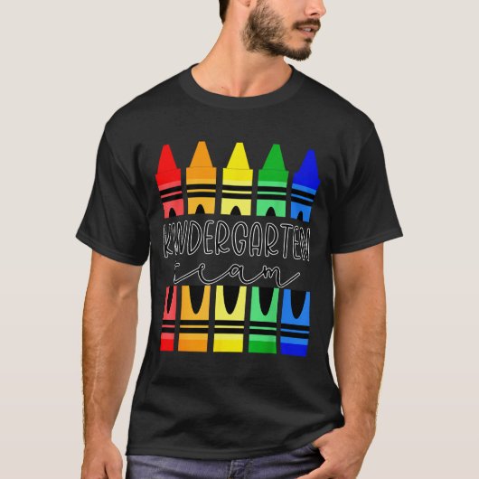 Colorful Crayon Kindergarten Team Tee For Teachers (Vorderseite)