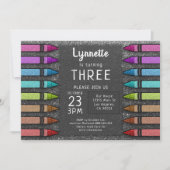 Colorful Crayon Rainbow Glitzer Einladung (Vorderseite)