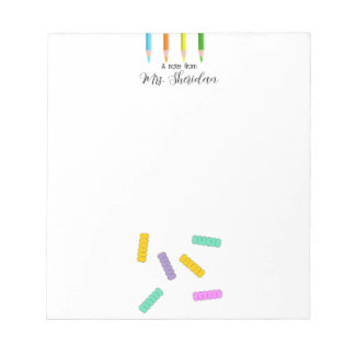 Colorful Crayons and Nuddles Kindergarden Teacher  Notizblock