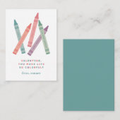 Colorful Crayons Classroom Valentine Card Begleitkarte (Vorne/Hinten)