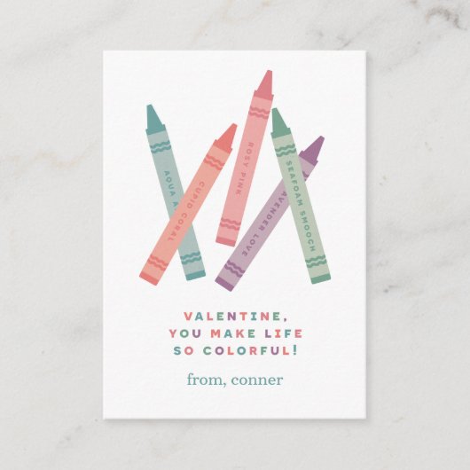 Colorful Crayons Classroom Valentine Card Begleitkarte (Vorderseite)