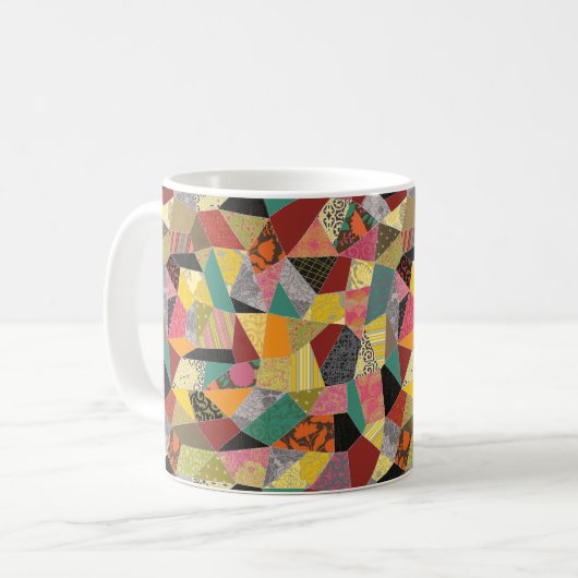 Colorful Crazy Quilt Patchwork Kaffeetasse (Vorderseite Links)