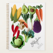 Colorful Crochet Gemüsemushroom Collage Name Planer (Vorderseite)