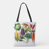 Colorful Crochet Gemüsemushroom Collage Name Tasche (Rückseite)