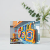 Colorful Crochet Pot Holders Made From Granny Squa Postkarte (Stehend Vorderseite)