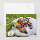 Colorful Crochet Turtle Made From Granny Squares Postkarte (Vorne/Hinten)