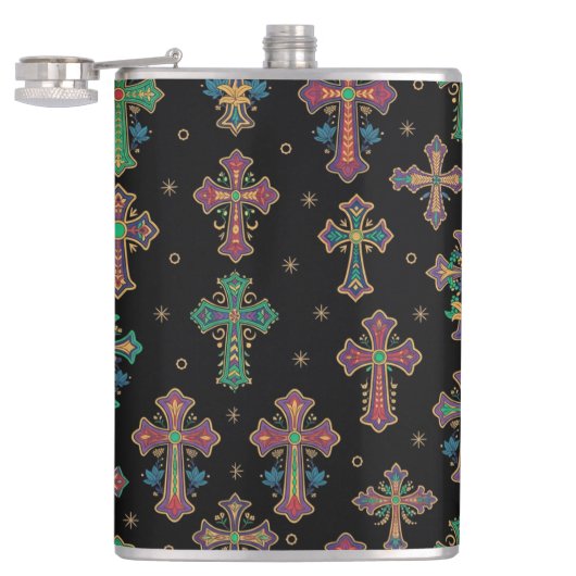 Colorful Crosses / Faith but Make It Fun Flachmann (Geöffnet)