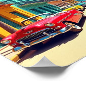 Colorful Cuban Street with Classic Cars  Poster (Ecke)