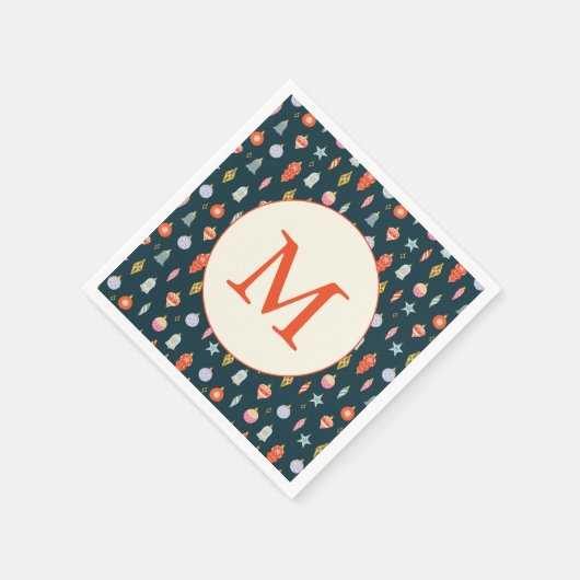 Colorful Custom Christmas Holiday Monogram Serviette (Ecke)