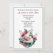 Colorful Custom Piano Recital Invitation