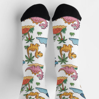 Colorful Cute Cartoon Dinosaurs Tropical Fun Socks Socken