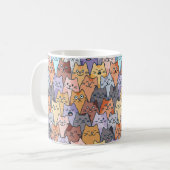 Colorful Cute Cat Crowd Pattern Whimsical Cat Face Kaffeetasse (Vorderseite Links)