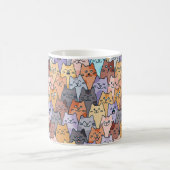 Colorful Cute Cat Crowd Pattern Whimsical Cat Face Kaffeetasse (Mittel)