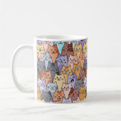 Colorful Cute Cat Crowd Pattern Whimsical Cat Face Kaffeetasse (Links)