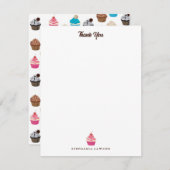 Colorful Cute Cupcakes Pattern  Dankeskarte (Vorne/Hinten)