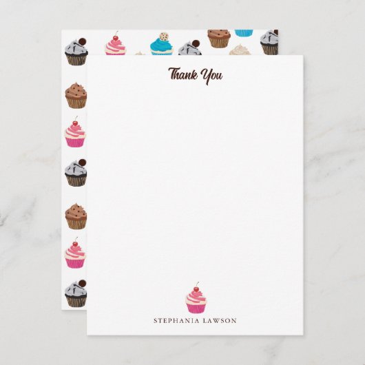 Colorful Cute Cupcakes Pattern Dankeskarte (Vorne/Hinten)