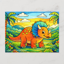 Colorful Cute Dinosaur Kids Feiertagspostkarte