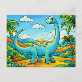 Colorful Cute Dinosaur Kids Feiertagspostkarte
