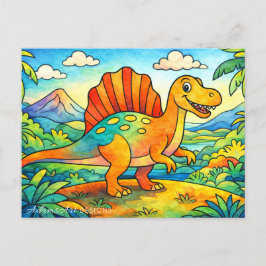 Colorful Cute Dinosaur Kids Feiertagspostkarte