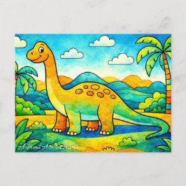 Colorful Cute Dinosaur Kids Feiertagspostkarte