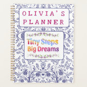 Colorful Cute Floral Custom Name Planer (Vorderseite)