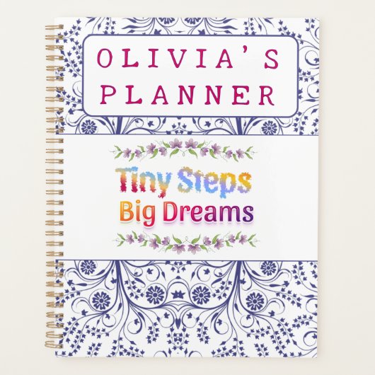 Colorful Cute Floral Custom Name  Planer (Vorderseite)