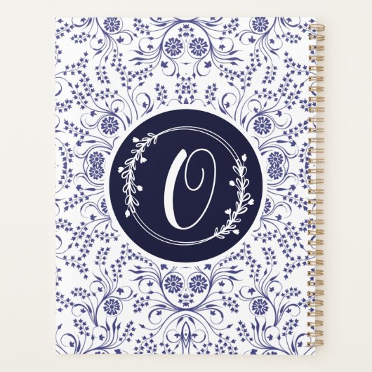 Colorful Cute Floral Custom Name  Planer (Rückseite)