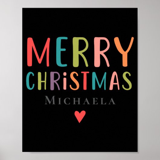 Colorful Cute Merry Christmas Matching Family Poster (Vorne)