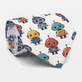 Colorful Cute Robot Pattern Krawatte (Gerollt)