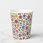 Colorful Cute Spring Flowers Paper Cups Pappbecher (Rückseite)