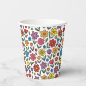 Colorful Cute Spring Flowers Paper Cups Pappbecher (Vorderseite)