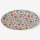 Colorful Cute Spring Flowers Paper Plates Pappteller (Schrägansicht)