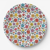 Colorful Cute Spring Flowers Paper Plates Pappteller (Vorderseite)