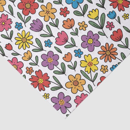Colorful Cute Spring Flowers Tissue Paper Seidenpapier (Ausschnitt)
