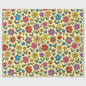Colorful Cute Spring Flowers - Wrapping Paper Roll Geschenkpapier (Flach)