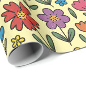 Colorful Cute Spring Flowers - Wrapping Paper Roll Geschenkpapier (Rolleneckpunkt)