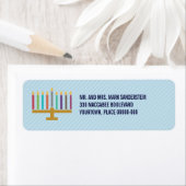 Colorful Cyan Menorah Hanukkah Rücksendeadresse (Insitu)