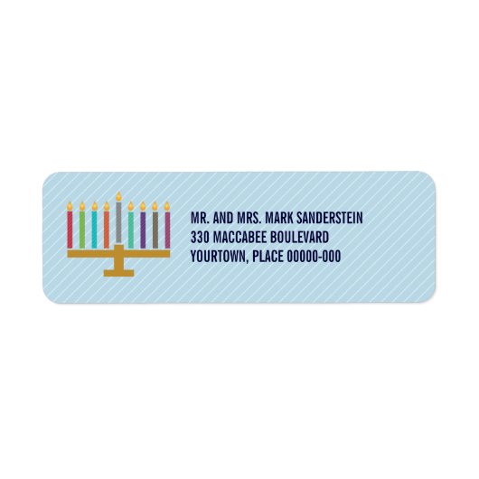 Colorful Cyan Menorah Hanukkah Rücksendeadresse (Vorne)