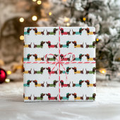 Colorful Dachshund Christmas Pattern Geschenkpapier