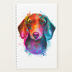 Colorful Dachshund Dog Art Illustration Planer