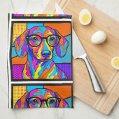 Colorful Dachshund Pop Art Kitchen Towel Geschirrtuch (Viertel Falte)