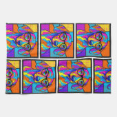 Colorful Dachshund Pop Art Kitchen Towel Geschirrtuch (Horizontal)