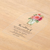 Colorful Dahlia Floral Mason Jar Wedding Acryleinladungen (Ablage )