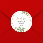 Colorful Dainty Botanical Leaf Wedding Vielen Dank Runder Aufkleber