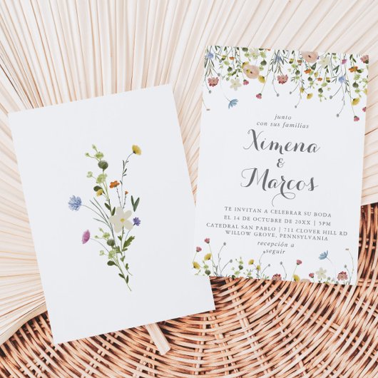 Colorful Dainty Wild Blume Boda Wedding Einladung